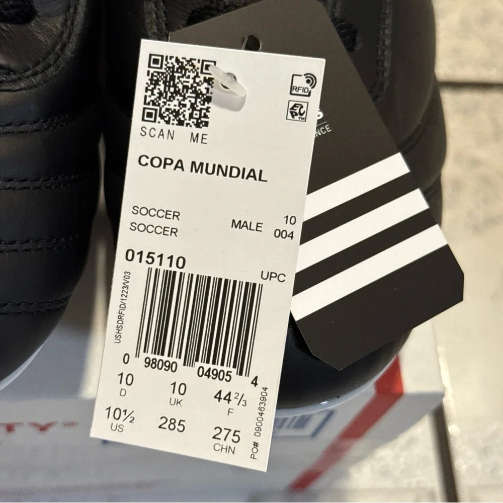 New Adidas Copa Mundial Leather Soccer Cleats Black White Men’s Sizes 015110 - Picture 4 of 14
